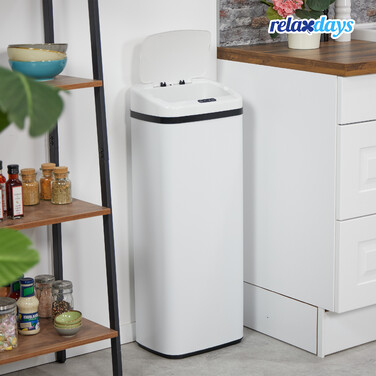 Relaxdays White Trash Can with Sensor