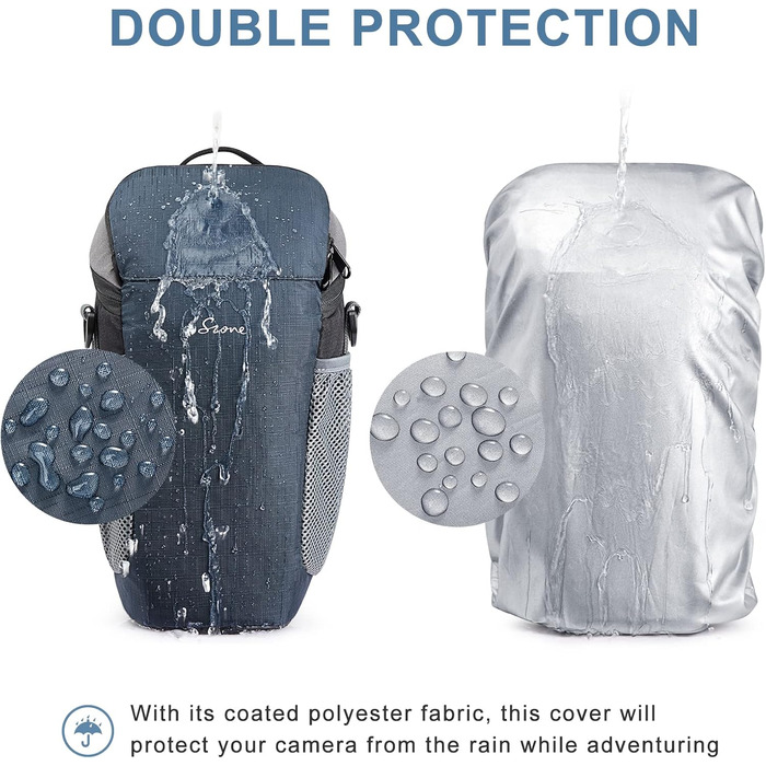 Водонепроникна сумка для камери S-ZONE для фотографів, сумісна з Nikon, Canon, Sony (темно-синій)