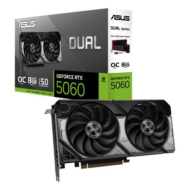 Ігрова відеокарта ASUS Dual GeForce RTX 5060 OC Edition 8GB GDDR7, чорна