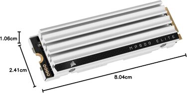 SSD Corsair MP600 Elite 1TB M.2 PCIe Gen4 x4 NVMe з кулером - для PS5 - Швидкість до 7000 МБ/с - Білий