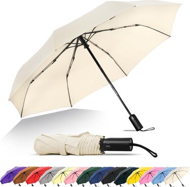 SoulRain Дощовий парасолька: вітростійкий, компактний, для подорожей та авто (кремовий)