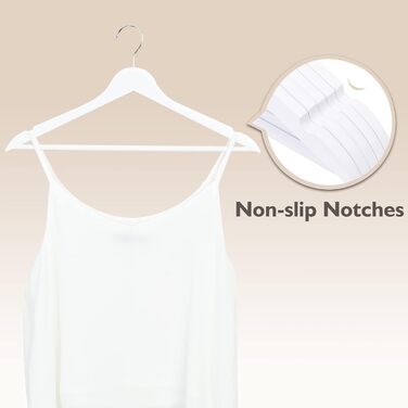 Edergoo Clothes Hangers Wood 20 Pack, Smooth Surface White with 360 Degree Rotation and Shoulder Notches, Strong & Thin Wood Clothes Hangers Suit for Adults, 43.5cm Long