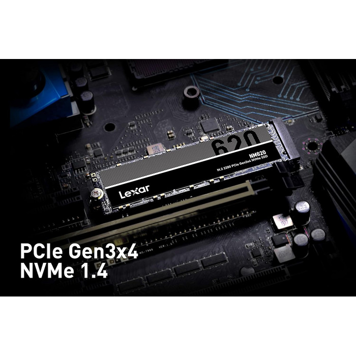 Lexar NM620 1TB SSD: Швидкий M.2 NVMe SSD для ПК та геймерів | PCIe Gen3x4 | 3D NAND Flash | До 3500 МБ/с читання, 3000 МБ/с запис