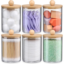 Організатор для бавовняних кульок, дисків та зубної нитки з бамбука (6 шт.)