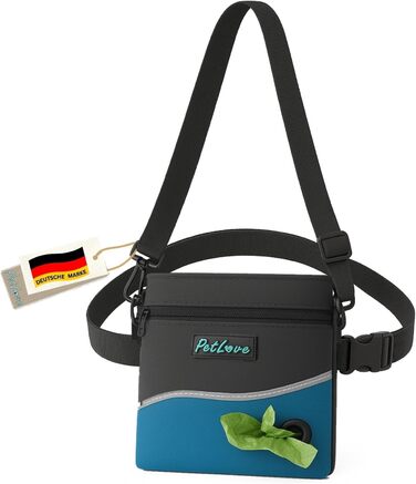 PetLove Лекарство для собак • Фуршетна сумка з магнітною застібкою • Включає диспенсер для пакетів для екскрементів та використовується як сумка на пояс • (S, блакитний)