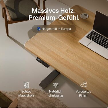 Регульований стіл Desktronic HomePro 160x80 см – електричний з USB-портами, чорний + масив дуба