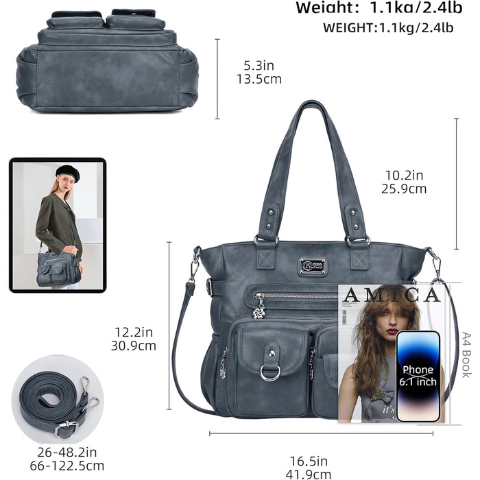 Сумка жіноча KL928 через плече, велика, PU шкіра, чорно-блакитна (під павича)