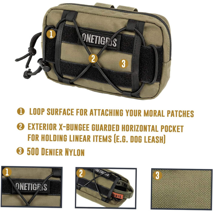 OneTigris EDC-сумка для корму для собак, MOLLE-сумка, підходить для собачого спорядження та тренувань (2 шт., коричнева)