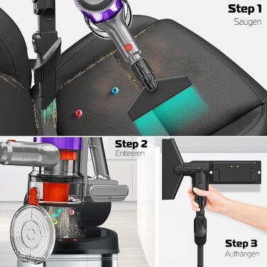 Бездротовий акумуляторний пилосос KESSER® з LED-дисплеєм, до 60 хвилин роботи, тихий, без мішка, з антизаплутаною насадкою, HEPA-фільтром, аромакапсулою (чорний/сірий)