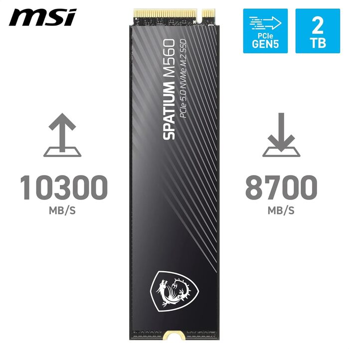 SSD MSI SPATIUM M560 2TB PCIe 5.0 NVMe M.2 – Швидкий внутрішній накопичувач з 3D NAND та захистом даних