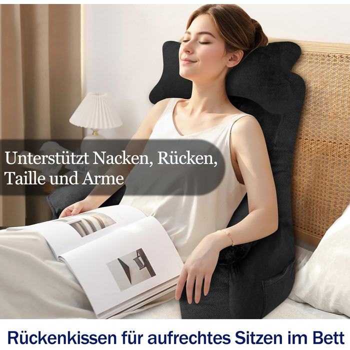 Підлогове крісло-подушка для читання, 65x30 см, чорний колір