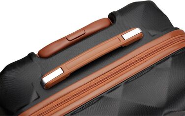 Чемодан British Traveller Mittelgroßer 64x43x26.5 см з ABS+PC, TSA-замок, 4 колеса (Чорний/Коричневий, M(64см 57л))