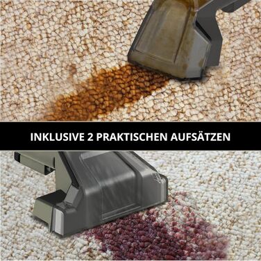 Пилгопоглинач Vonia для килимів та м'яких меблів – потужний миючий пилосос 450W з потужністю всмоктування 11 kPa, 2 насадки та шланг 1,2 м – ідеально підходить для авто, диванів, килимів та м'яких меблів (Чорний)