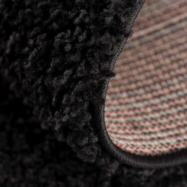 Килимок для вітальні Impression - Екологічний сертифікований килим, однотонний - 80x150 см (Чорний, діаметр 200 см)