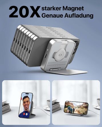 Бездротова зарядка MagSafe для Apple Watch та iPhone, сумісна з iPhone 16/15/14/13/12, iWatch, AirPods Pro 3/2 (срібна)