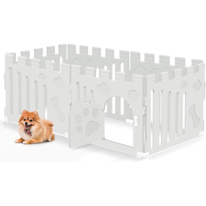 Клітка-манеж для собак та цуценят з дверима, 6-панельна, для дому, біла (156 x 78 x 60 см)