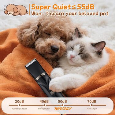 Набір для стрижки собак 4 в 1 Ninonly: тиха, акумуляторна машинка для собак та котів з 4 насадками для тіла, лап, очей та вух. Тример для лап. Чорний колір.