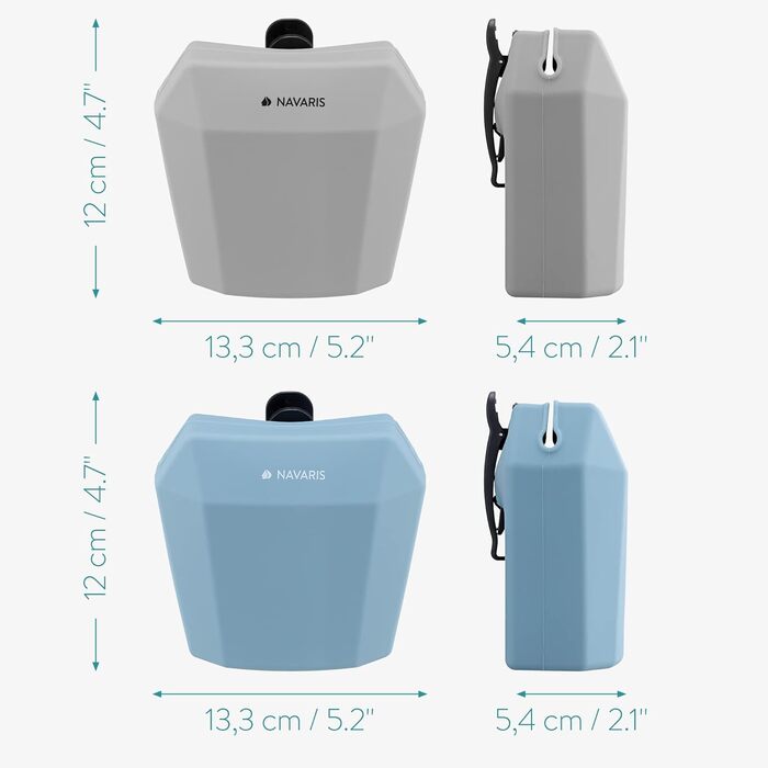 Набір Silikon від Navaris: 2 миски для корму для собак з кліпсою та магнітом - для ласощів, сухого та вологого корму (сірий & червоний, синій/сірий)