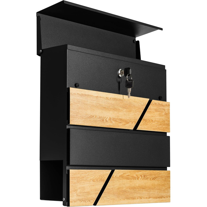 Поштова скринька Verda з газетницею, антрацит RAL 7016, срібло, 37x37x11 см, 2 ключі, монтажний комплект. Дизайнерська настінна поштова скринька