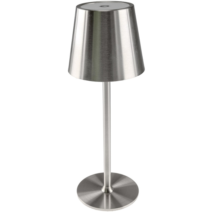 Настільний світильник акумуляторний ChiliTec 30см, LED, димується, USB зарядка, IP44, тепле світло, сенсорний вимикач, срібний