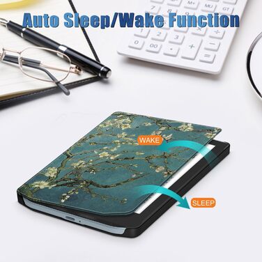 Чохол для Pocketbook Verse PB629 / Verse Pro PB634 - Flip Cover з авто-функцією сну/пробудження (квітка)