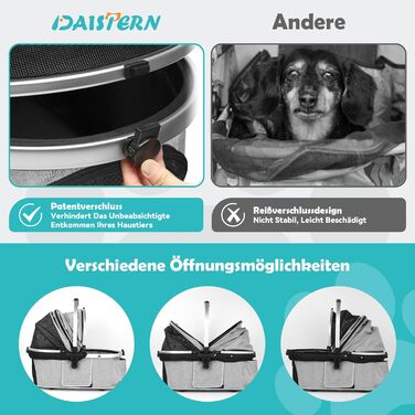 Візок для собак, складаний, до 25 кг, сірий. Алюмінієвий каркас, поворотні колеса, гальма, страхувальний ремінь, м'яке сидіння