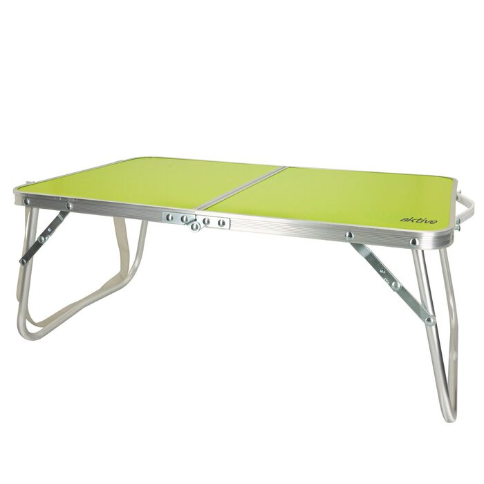 Складний стіл для кемпінгу AKTIVE, 60x40x25 см, алюмінієвий, з ручкою, зелений. Столик для пікніка, похідний стіл