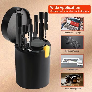 Набір для чищення 20-в-1 для AirPods, ноутбуків, телефонів, клавіатур – Професійний набір для чищення екранів з мікрофіброю, щітками, USB-щільочкою (Critin-20-in-1 black)