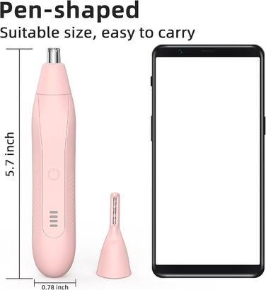 Триммер для носа та вух для жінок: безболісний, USB, 2-в-1, рожевий