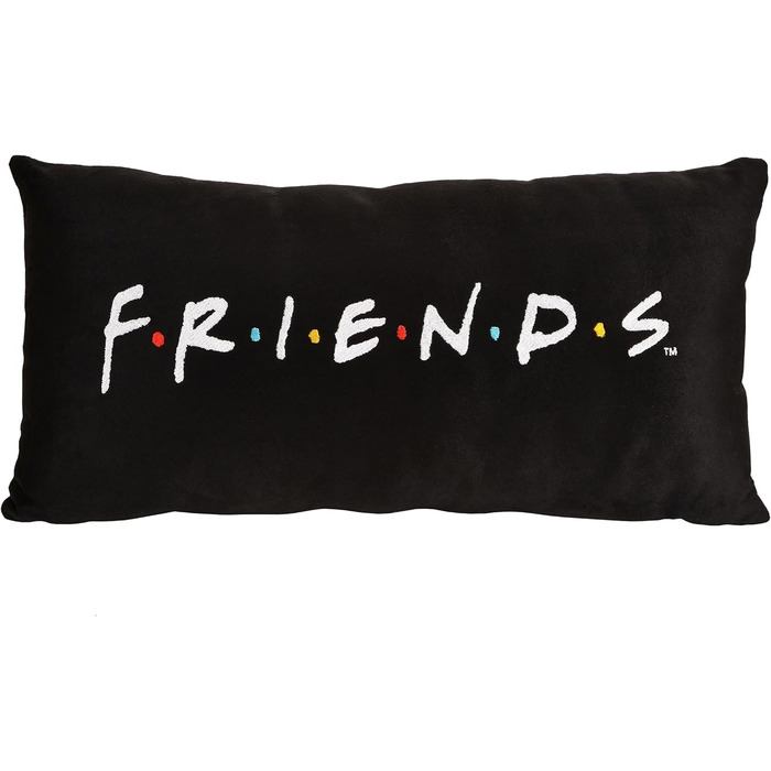 Декоративна подушка Elbenwald Friends з логотипом, 47x10x24 см, чорна, поліестер, унісекс, подарунок