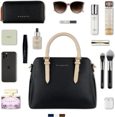 Сумка жіноча Bugatti Ella боулінг середнього розміру зі штучної шкіри, чорна