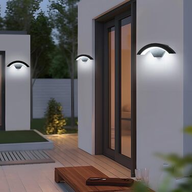 Зовнішня вулична LED-лампа Comely 24W з датчиком руху, IP65, алюміній, тепле світло 3000K, для саду, тераси, сходи, чорна