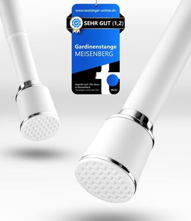 Штанга для штор Ø 32 мм, без свердління - для душу, вікна, кімнати, кухні (270-320 см, Біла)