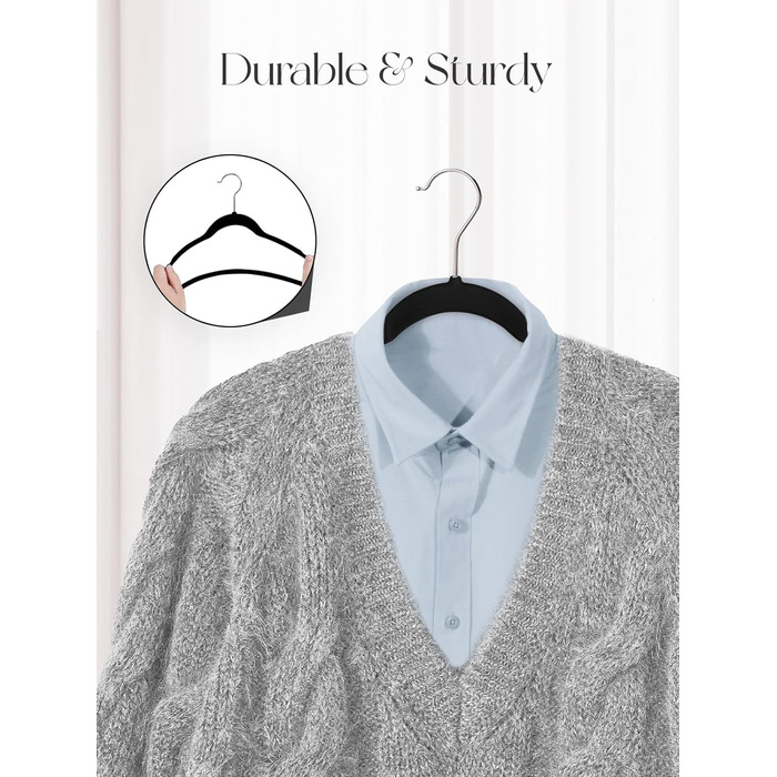 В'язки для одягу з велюру 20 шт. - В'язки для одягу, що економлять місце, для костюмів, тонкі антиковзаючі вішалки для штанів, поворотний гачок на 360°, широкі вішалки для одягу, міцні велюрові вішалки (Чорний)