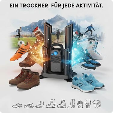 Сушарка для взуття 2 пари з таймером: для спортивного, туристичного, робочого та мото взуття - швидка, тиха та бережна