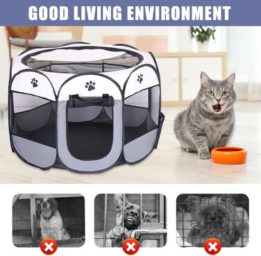 Клітка-забіг для собак та кошенят LUFEIS, складана, водовідштовхувальна, для дому, сірого кольору