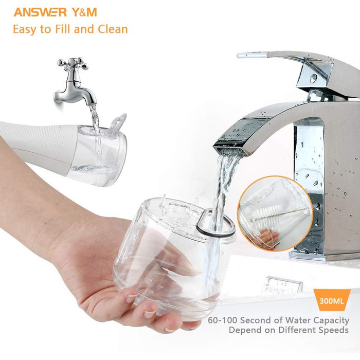 Іригатор для порожнини рота Munddusche: 5 режимів, бездротовий, IPX7, для щоденної гігієни, 300 мл