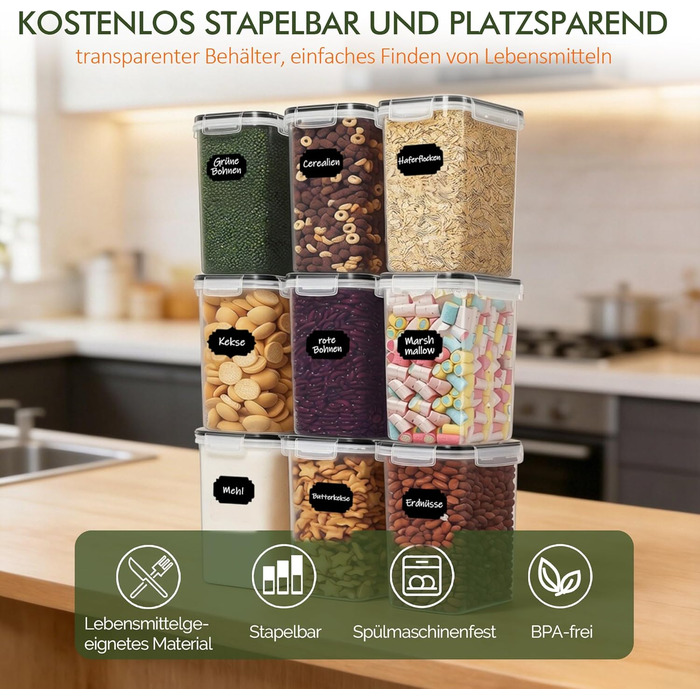 Контейнери для зберігання Greelue 2л (9 шт) герметичні, набір, для кухні, без BPA