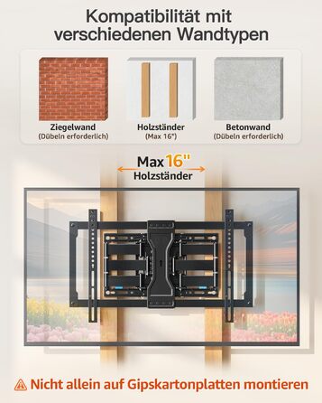 Настінне кріплення для телевізора ELIVED Ultra Slim 37-90 дюймів, поворотне, VESA 600x400, до 60 кг