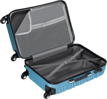 Набір валіз Zelsius 4 шт. рожевий колір | ABS, з кодовим замком, 4 колеса, внутрішня перегородка | Ручна валіза, набір валіз, Trolley, велика валіза (сталево-блакитний)