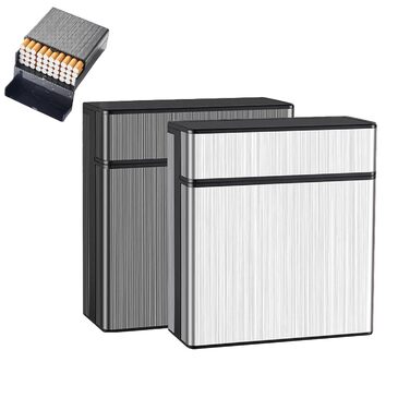 Металеве тютюнопакувальник для 40 сигарет, сигаретний футляр для чоловіків та жінок, чорний+срібний