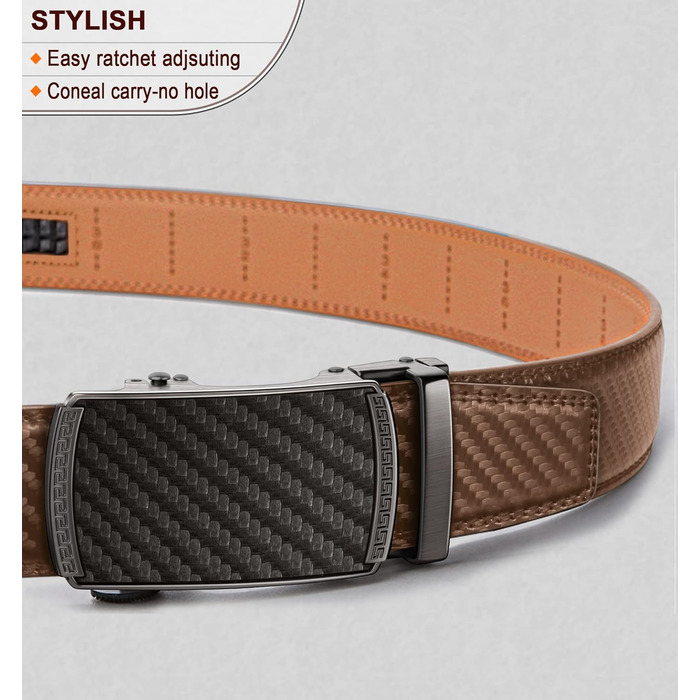 Чоловічий шкіряний ремінь BULLIANT з автоматичною застібкою, ширина 35 мм, регульований розмір 110 см (30'-36' талії)