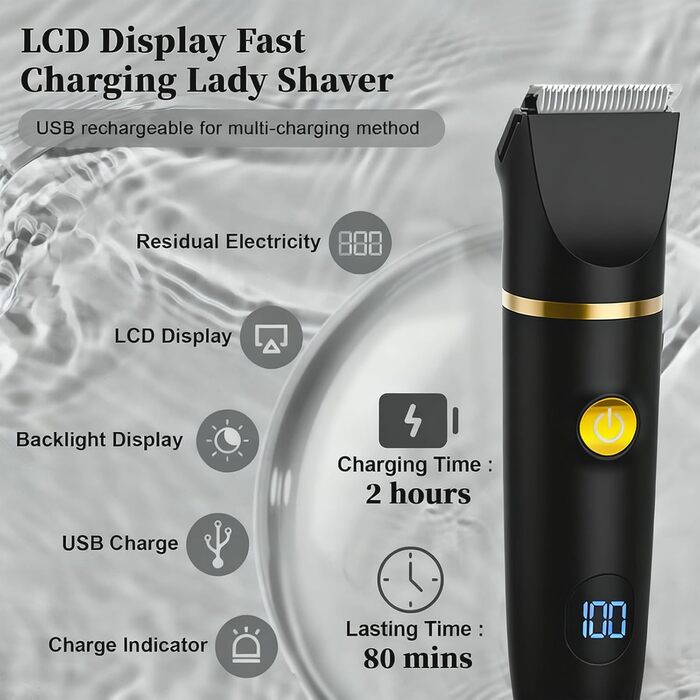 Електричний жіночий тример 3-в-1: для тіла, бікіні, обличчя. Вологостійкий IPX7, чорний