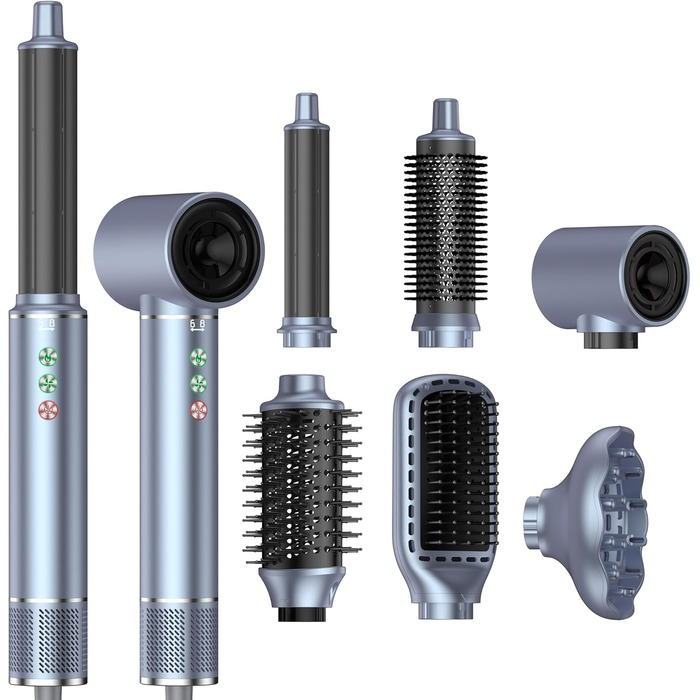 OKWRAP Haarstyler 5 в 1: Airbrush, фен, локони, випрямляч. Набір для створення зачісок (сірий)