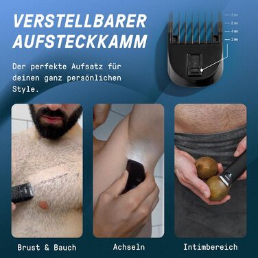 Триммер для тіла та інтимної зони Groomed Rooster – чоловічий, водонепроникний, з LED-підсвічуванням, 90 хв роботи, станція зарядки