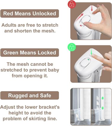 Захисне ворота для дитячих воріт, розтяжне, 0-140 см. Захист від падіння сходами для дітей, котів та собак. Підходить для сходів, дверей, внутрішнього та зовнішнього використання (білий, 86х180 см)