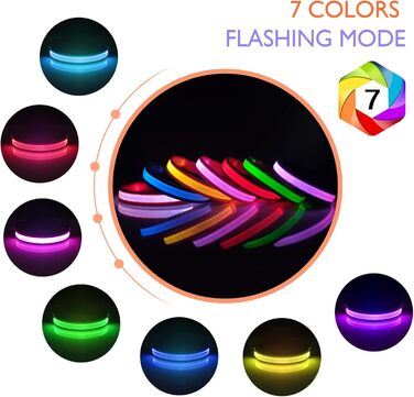 Світлодіодне нашийник для собак Leuchthalsband PcEoTllar, водонепроникний, 7 кольорів, регульований, для маленьких та великих собак, 8 режимів, синій, L (48-60 см)