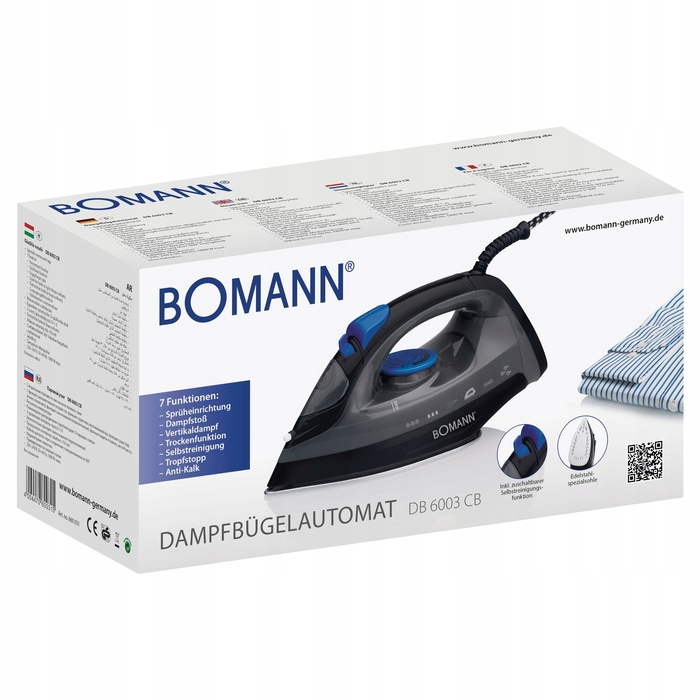 Парова праска Bomann DB із функцією самоочищення