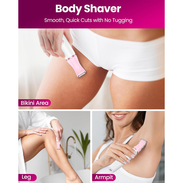 Електричний тример для жінок 4-в-1: для обличчя, тіла, ніг, носа. Тример для бікіні, USB-C