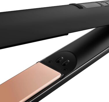 Випрямляч для волосся GRUNDIG Naturashine HS 7030: 6 температурних режимів, іонізація, повна кераміка, захист волосся, чорний/рожеве золото